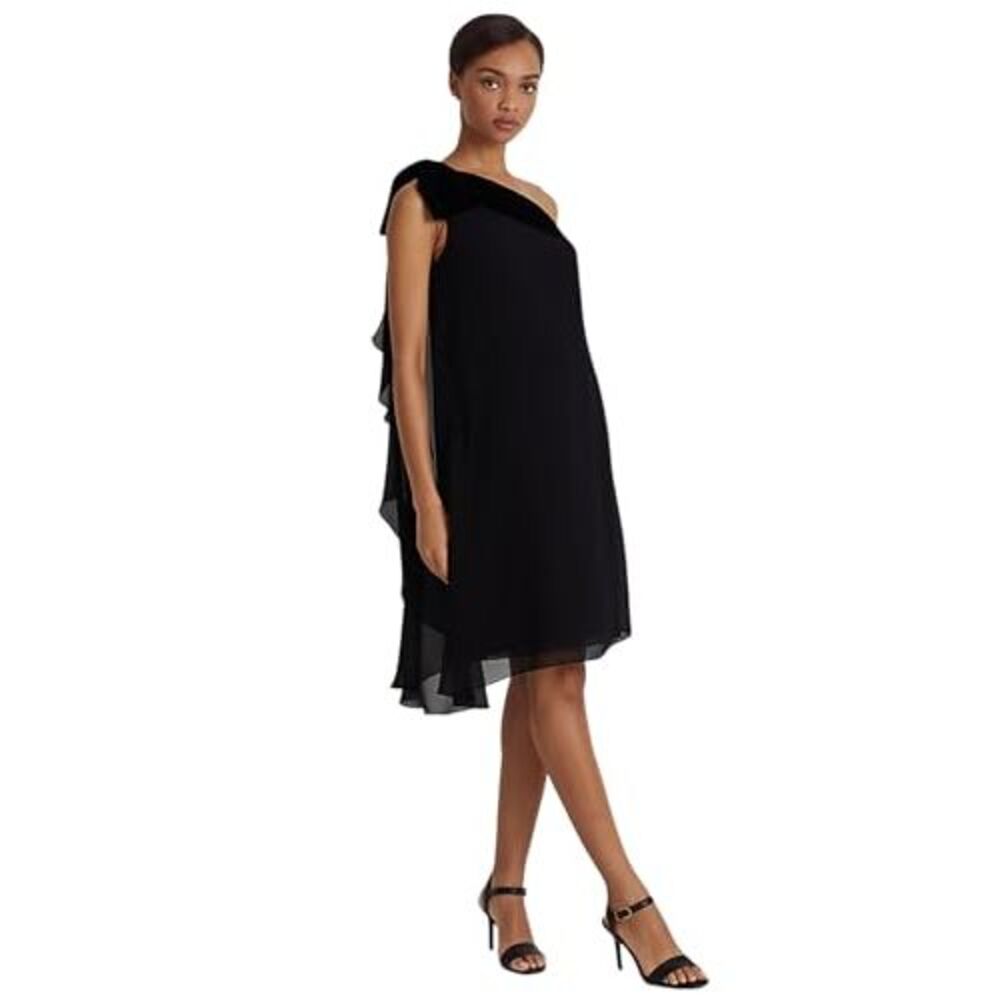 Lauren Ralph Lauren Chiffon One-Shoulder Dress
